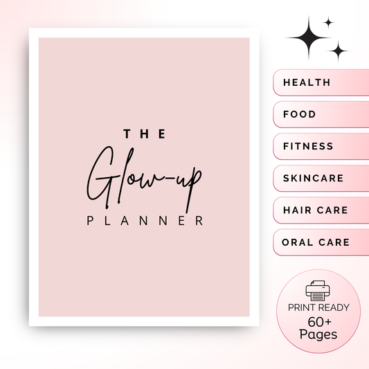 The Glow up Planner (Dusted Pink) - Fitness, Diet, Skincare, Hair care, Mindset, Mental health & more!